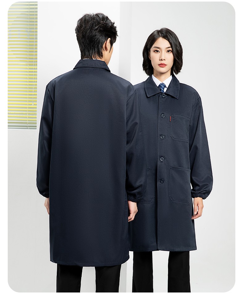 YJ-2302 純色翻領(lǐng)大褂工作服大褂倉庫搬運裝卸服飼養(yǎng)員防塵罩衣食品廠服(圖17)
