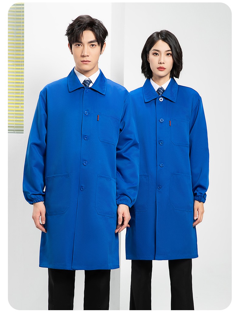 YJ-2302 純色翻領(lǐng)大褂工作服大褂倉庫搬運裝卸服飼養(yǎng)員防塵罩衣食品廠服(圖18)