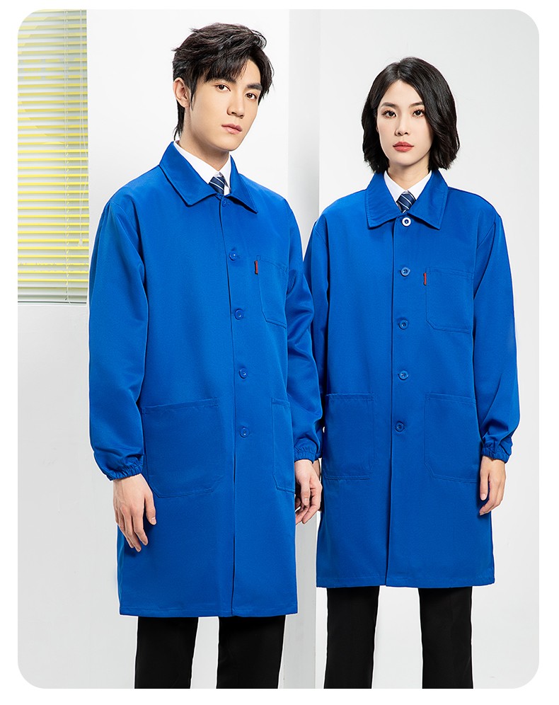 YJ-2302 純色翻領(lǐng)大褂工作服大褂倉庫搬運裝卸服飼養(yǎng)員防塵罩衣食品廠服(圖19)