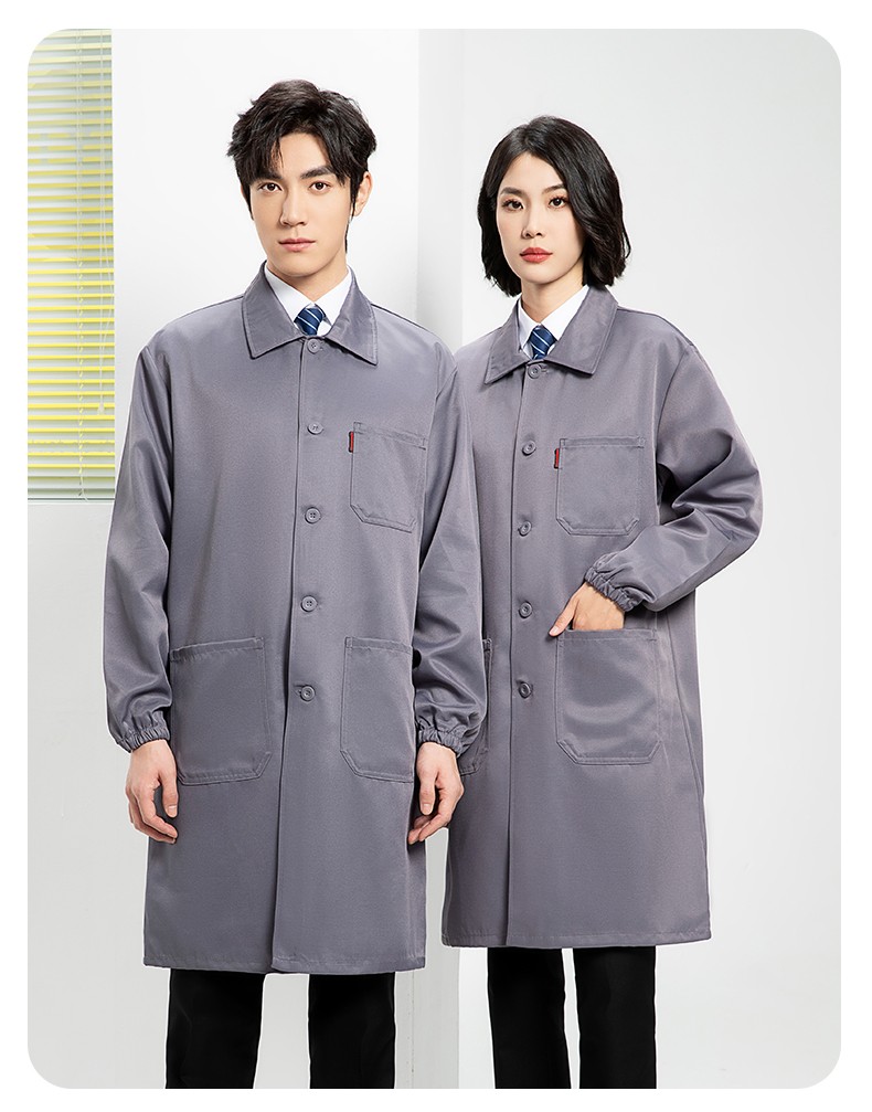 YJ-2302 純色翻領(lǐng)大褂工作服大褂倉庫搬運裝卸服飼養(yǎng)員防塵罩衣食品廠服(圖21)