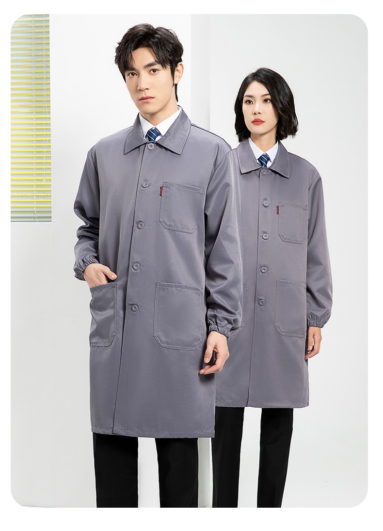 YJ-2302 純色翻領(lǐng)大褂工作服大褂倉庫搬運裝卸服飼養(yǎng)員防塵罩衣食品廠服(圖23)