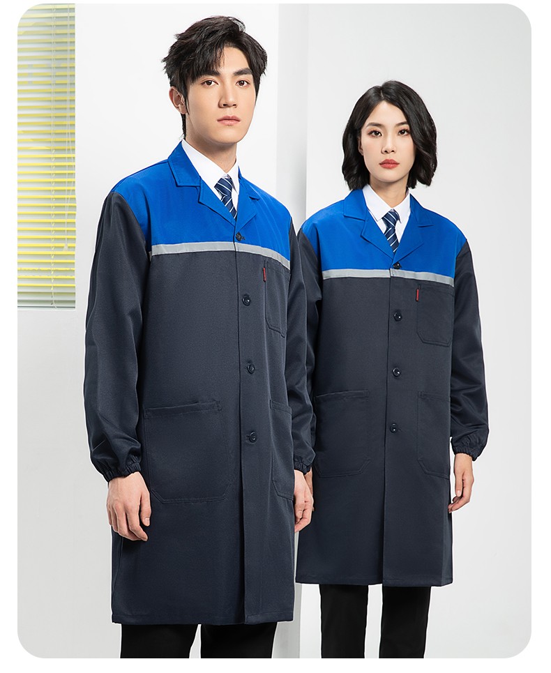 YJ-2303 拼色大褂長(zhǎng)款工作服電子白男女倉(cāng)庫(kù)搬運(yùn)大褂勞保食品廠(chǎng)大褂定制(圖18)