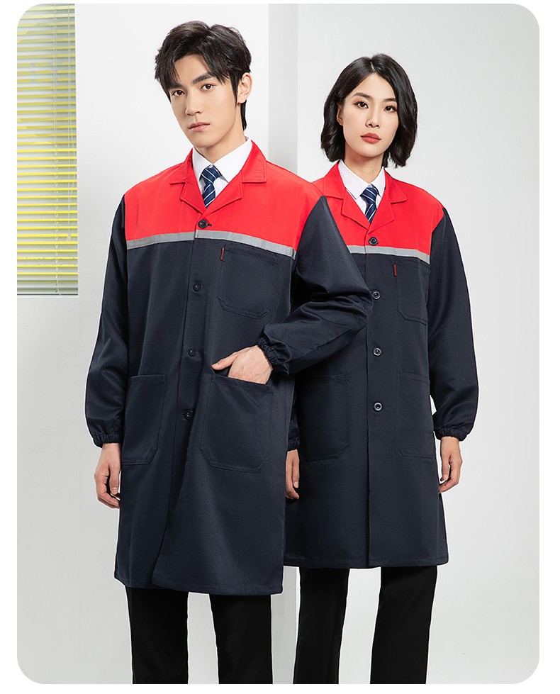 YJ-2303 拼色大褂長(zhǎng)款工作服電子白男女倉(cāng)庫(kù)搬運(yùn)大褂勞保食品廠(chǎng)大褂定制(圖16)