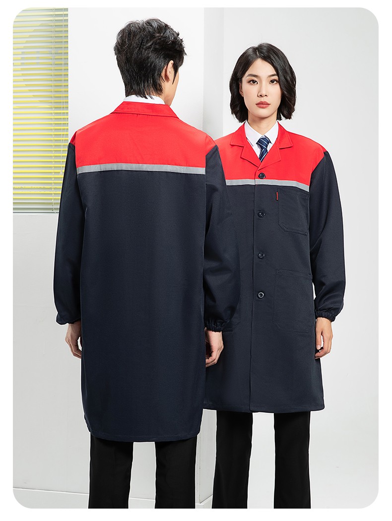 YJ-2303 拼色大褂長(zhǎng)款工作服電子白男女倉(cāng)庫(kù)搬運(yùn)大褂勞保食品廠(chǎng)大褂定制(圖17)