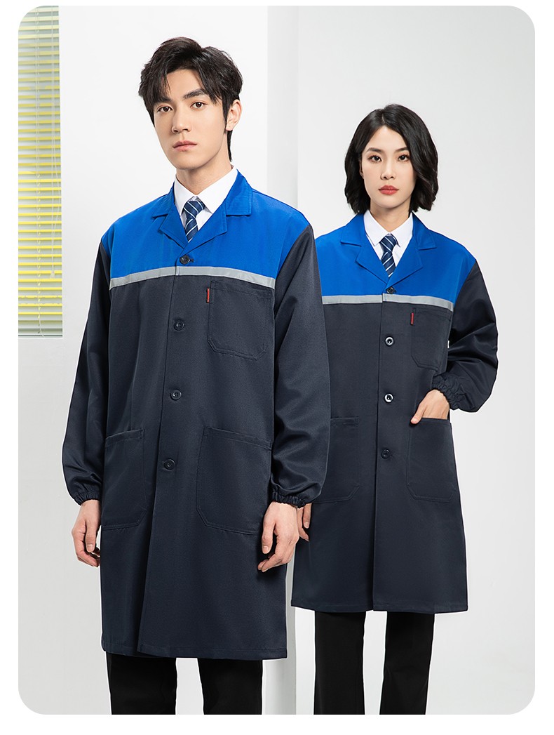 YJ-2303 拼色大褂長(zhǎng)款工作服電子白男女倉(cāng)庫(kù)搬運(yùn)大褂勞保食品廠(chǎng)大褂定制(圖19)