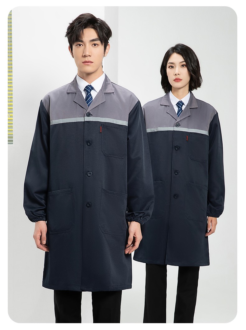 YJ-2303 拼色大褂長(zhǎng)款工作服電子白男女倉(cāng)庫(kù)搬運(yùn)大褂勞保食品廠(chǎng)大褂定制(圖21)