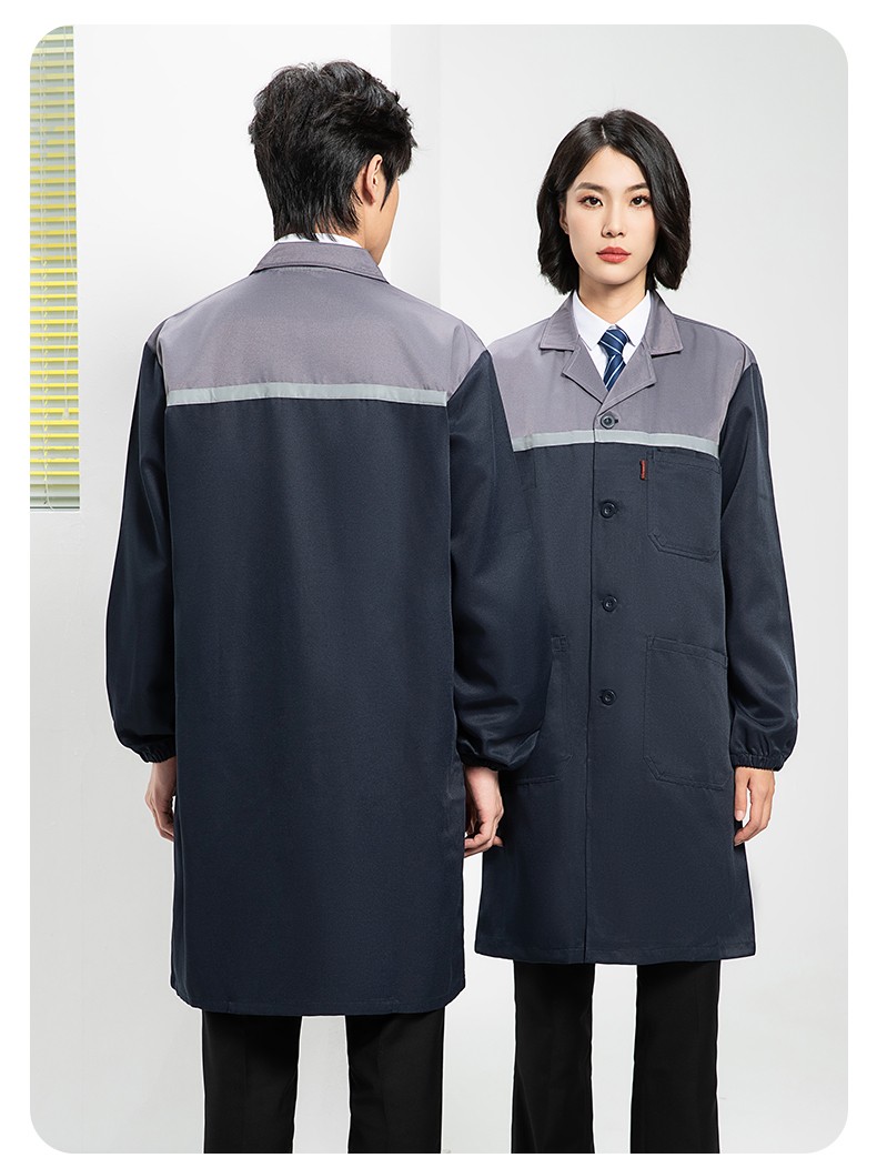 YJ-2303 拼色大褂長(zhǎng)款工作服電子白男女倉(cāng)庫(kù)搬運(yùn)大褂勞保食品廠(chǎng)大褂定制(圖23)