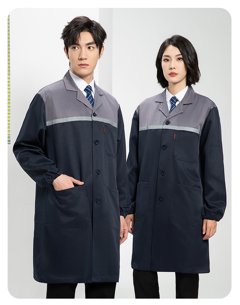 YJ-2303 拼色大褂長(zhǎng)款工作服電子白男女倉(cāng)庫(kù)搬運(yùn)大褂勞保食品廠(chǎng)大褂定制(圖22)