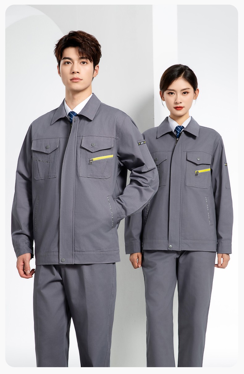 JC-117 純棉春秋工作服套裝男純色全棉加厚耐磨建筑工地電焊機(jī)修服定制(圖18)