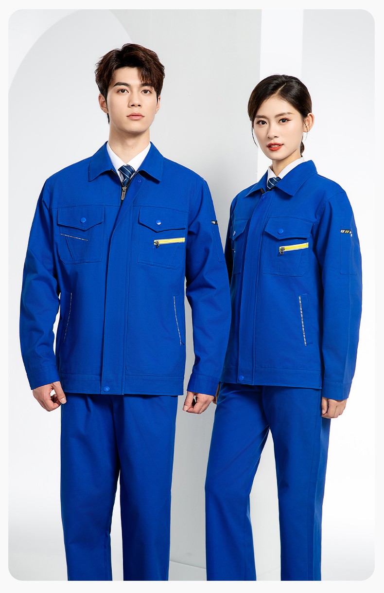 JC-117 純棉春秋工作服套裝男純色全棉加厚耐磨建筑工地電焊機(jī)修服定制(圖17)