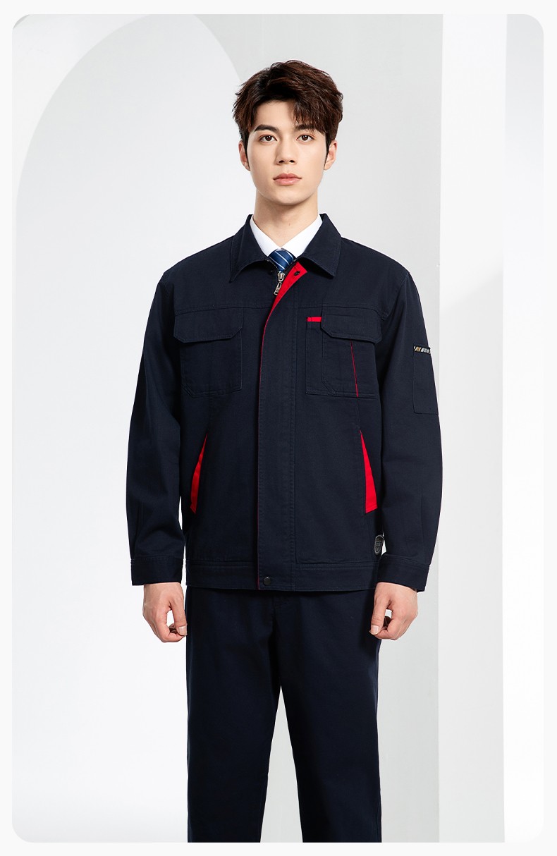 JC-339S 春秋雙層純棉工作服套裝拉鏈男女加厚全棉長(zhǎng)袖工廠工裝勞保服定制(圖14)