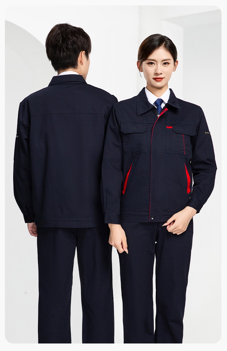 JC-339S 春秋雙層純棉工作服套裝拉鏈男女加厚全棉長(zhǎng)袖工廠工裝勞保服定制(圖15)