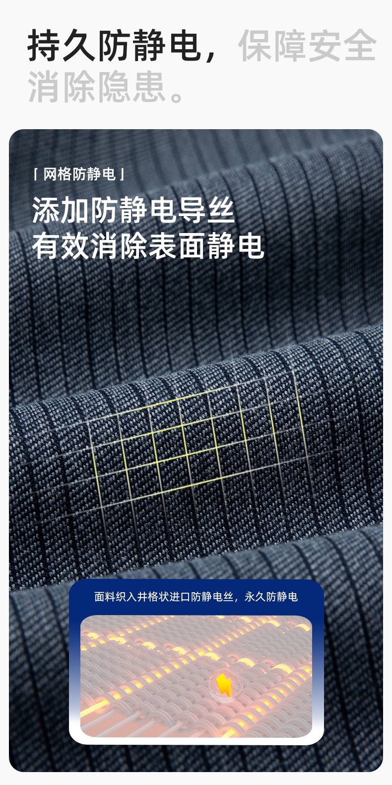 LJ-680012 秋冬高端防靜電工作服套裝男電力電工工程服電子廠勞保服上衣廠服(圖4)