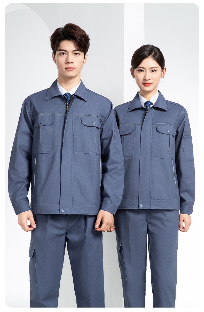 YM-092 春秋季工作服套裝定制男耐磨建筑工程工廠車間長(zhǎng)袖勞保服純色工裝(圖15)