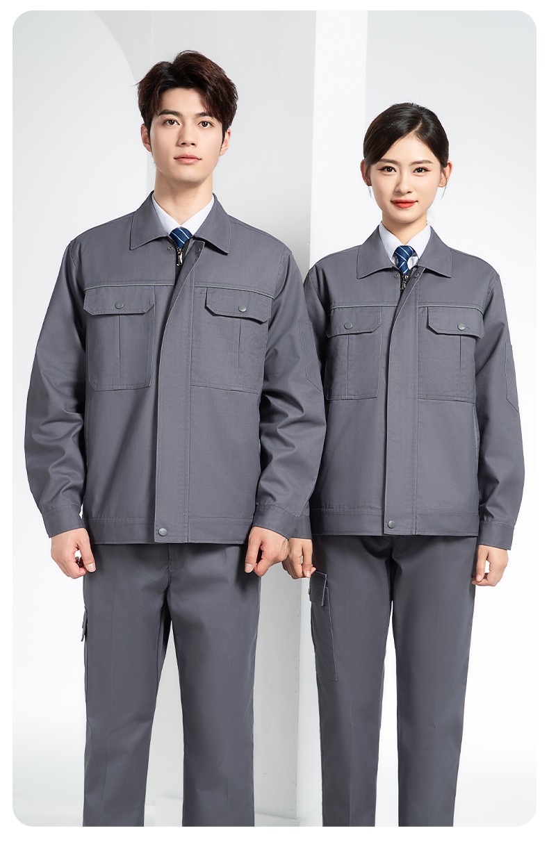 YM-092 春秋季工作服套裝定制男耐磨建筑工程工廠車間長(zhǎng)袖勞保服純色工裝(圖19)